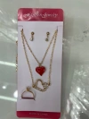 Alloy double-layer necklace with earrings and heart-shaped ring full image